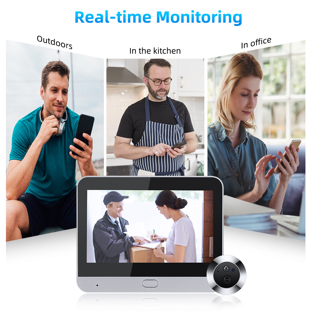 Premium Tuya 1080p 2.4G WiFi Magische Türkamera, Automatische Erfassung, Digitales Türspion, Drahtlose Türklingel für Zuhause