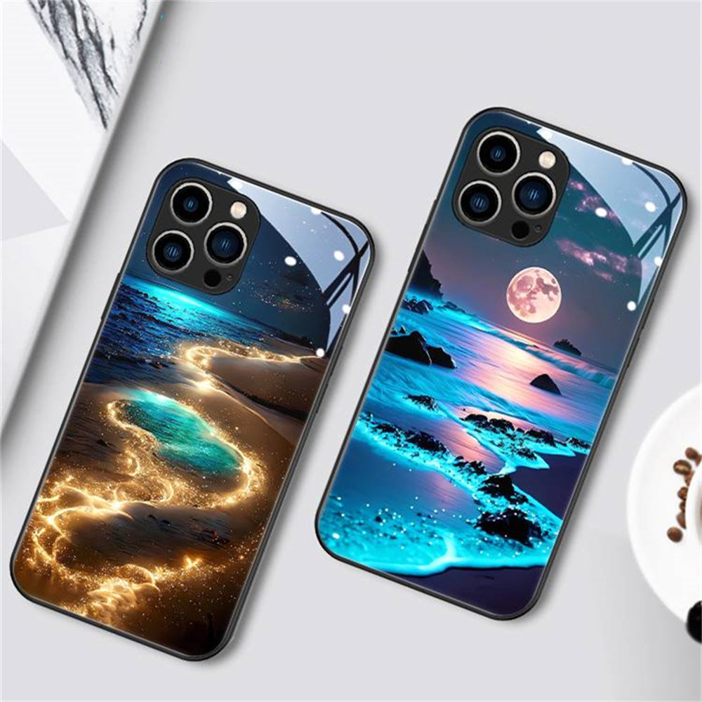 Luxus-Design: Romantische Strandlandschaft bei Nacht iPhone-Hülle | MagSafe Case für Apple iPhone 17/17 Air, 16/16e, 15, 14, 13 Pro Max Plus | Tasche mit Panzer-Cover & Kameraschutzabdeckung | Schützende Handyhülle