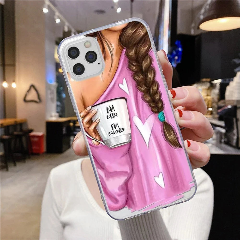 Luxuriöse Modische Mädchen-Design iPhone-Hülle | MagSafe-Case mit Rundumschutz & Kameralinsenschutz für Apple iPhone 17/17 Air, 16/16e, 15, 14, 13 Pro Max Plus Cover | Stoßfeste Handyhülle mit Panzertasche & Stoßstangenabdeckung