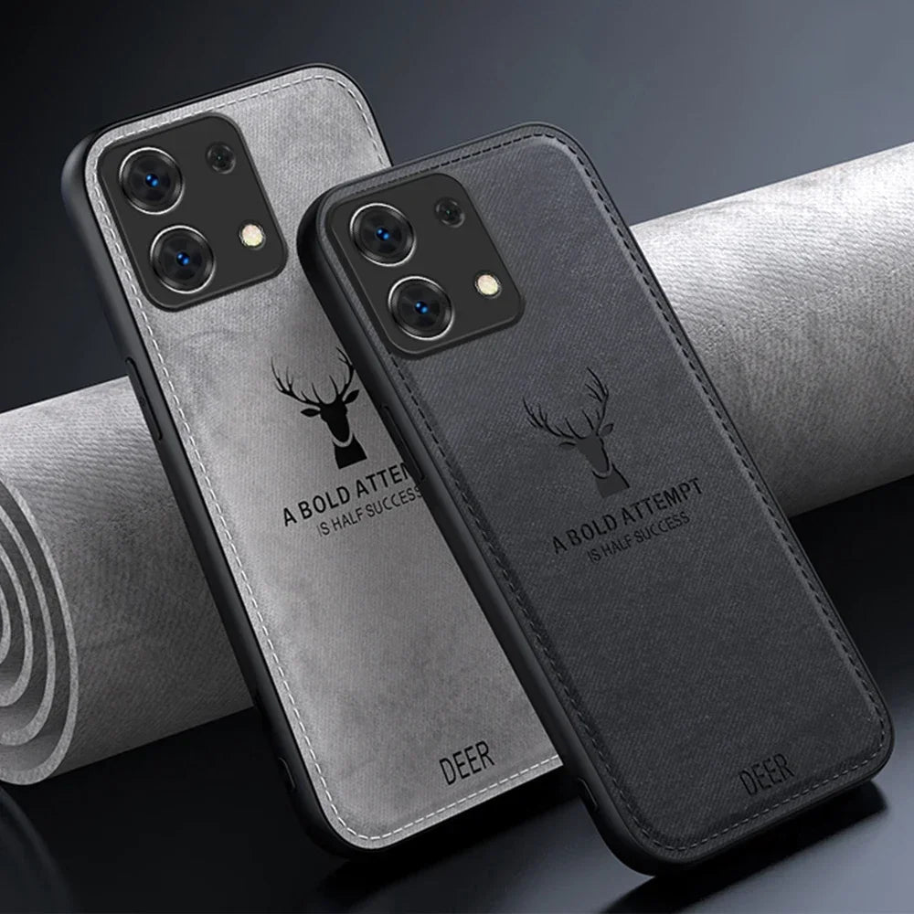 Luxus Stoßstange mit Hirsch-Design und motivierendem Spruch auf Leinwand iPhone-Hülle | MagSafe Case mit Kameraschutzabdeckung | Cover für Apple iPhone 17/17 Air, 16/16e, 15, 14, 13 Pro Max Plus | Panzertasche Hochwertige Handyhülle