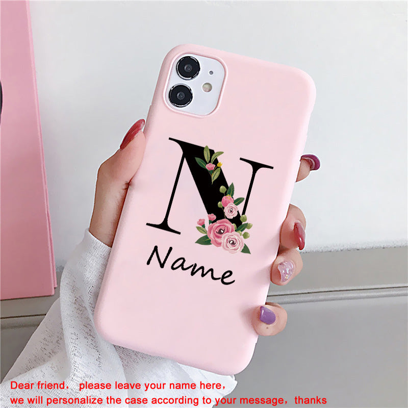 Personalisierte Luxus iPhone Hülle für Apple iPhone 17/17 Air, 16/16e, 15, 14, 13 Pro Max Plus Cover | Individueller Name & Initialen mit elegantem Blumen-Design | MagSafe kompatibel | Premium Kameraschutz | Gehärtetes Glas | Stilvolle Schutzhülle