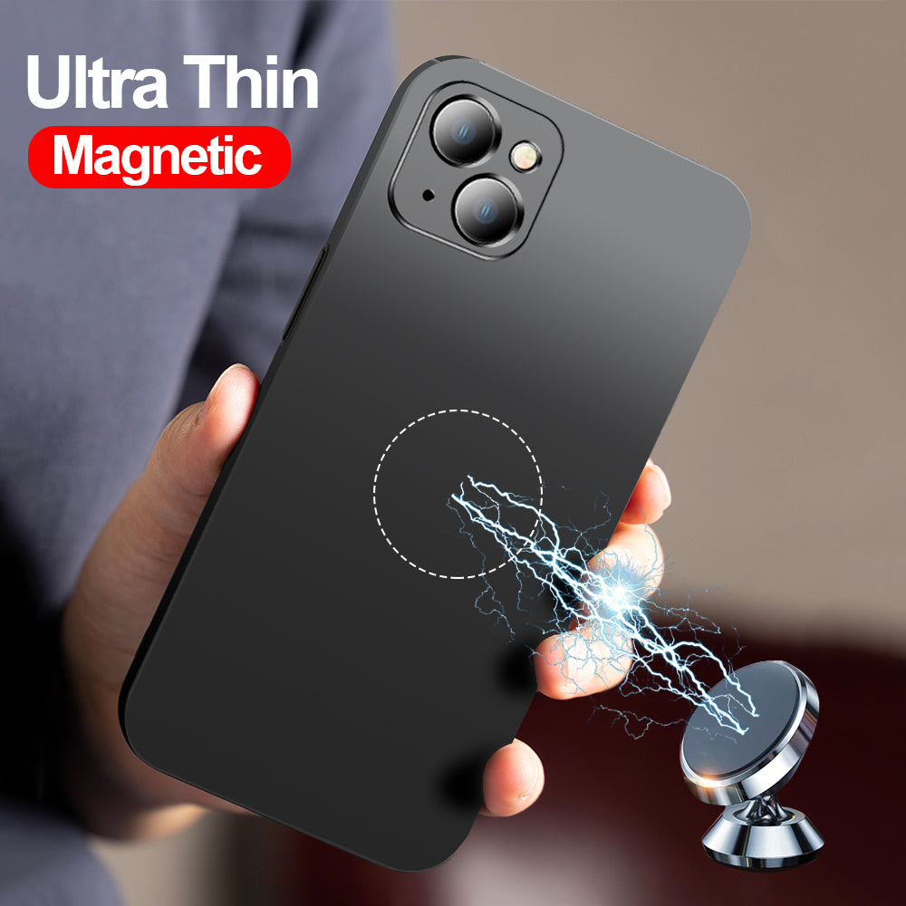 Magnetic Ultra-Thin Car Mount For Apple iPhone 16/15/14/13/12 Pro Max Plus Mini Case | Shockproof Matte Lightweight Protective Cover