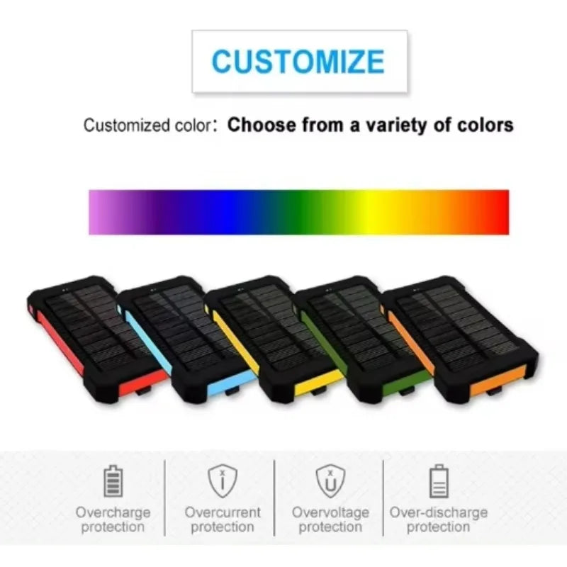 High-Quality Power Bank 20000mAh Solar Charger | Portable External Battery with 5V Fast Charging and Super Bright Flashlight for Smartphones, Apple iPhone, Samsung, iOS & Android On-the-Go
