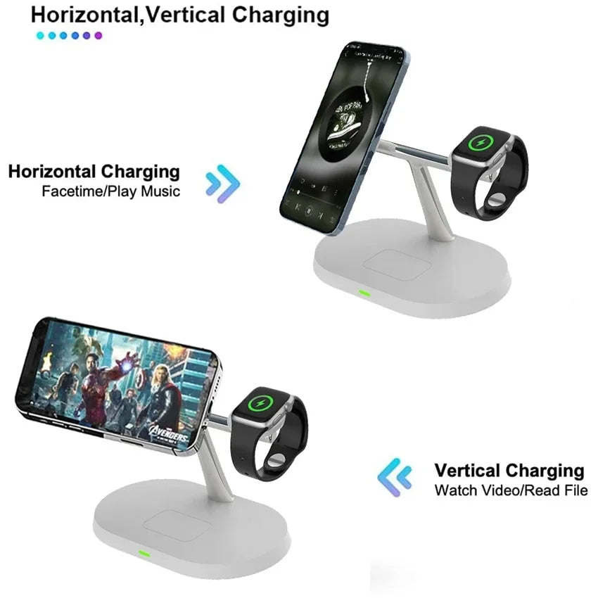 Hacrin 3 in 1 Wireless Charging station for Apple Watch Series 7 Charger Dock Fast Charging Station for Smartphones, Apple iPhone, Samsung, iOS & Android