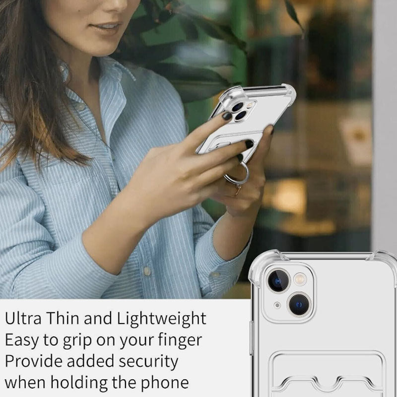 Premium Transparente iPhone Hülle mit Magnetringhalter, Kartenfach, MagSafe, Rundumschutz und Kameralinsenschutz | Panzertasche Wallet Case für Apple iPhone 17/17 Air, 16/16e, 15, 14, 13, 12 Pro Max Plus Mini | Limitierte Auflage