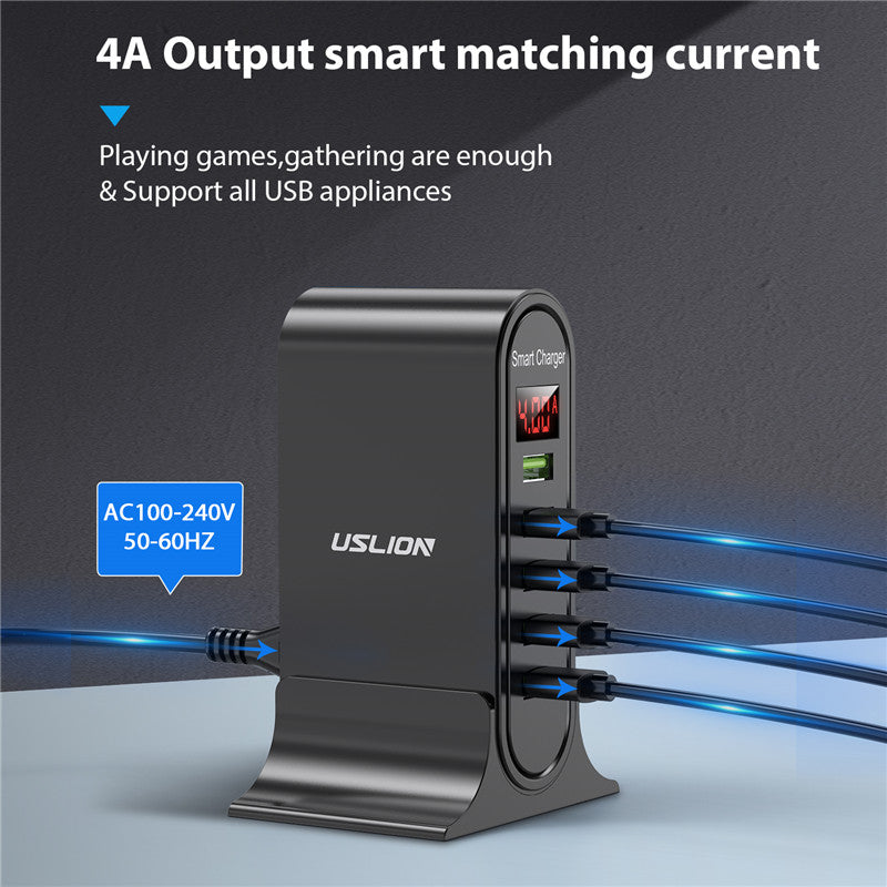 140W GaN Fast Charger: Premium Desktop Charging Station | 5 USB Ports Charging Station Docking Station ASOMETECH | Laptop, MacBook, Smartphones, Apple iPhone, Samsung, iOS & Android