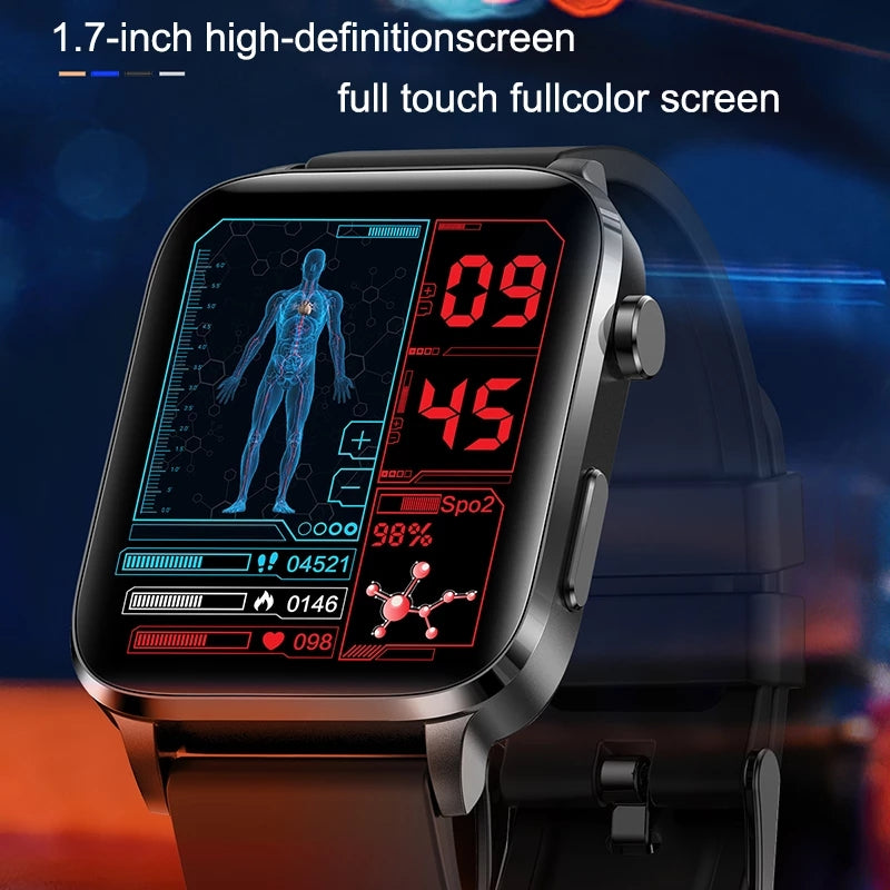 Premium Blutzucker-Smartwatch für Männer und Frauen: KI-Sprachassistent, Bluetooth-Anruf, Infrarot-SpO2-Sensor, Gesundheitsüberwachung, EKG, PPG, Schlaf-& Herzfrequenzmesser, Wasserdichter Fitness-Tracker, Full-Touch, Lange Akkulaufzeit: iOS & Android