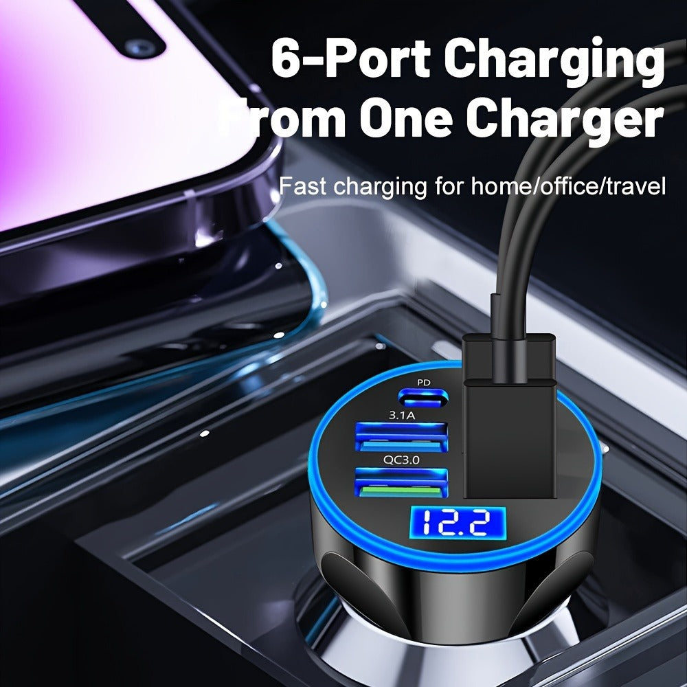 Premium Bluetooth 5.2 FM-Sender Auto-USB Ladegerät, FM/Aux Bluetooth-Adapter, Bass-Boost, 3-Port Car USB Ladestation Smartphones, Apple iPhone, Samsung, iOS & Android