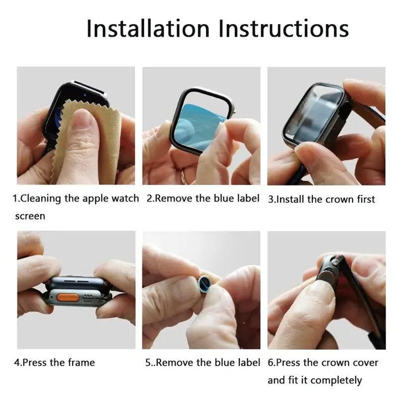 Premium Displayschutzfolie für Apple Watch 44mm 45mm 40mm 41mm - Hartes PC-Front | und Rückseitenstoßstangengehäuse für i