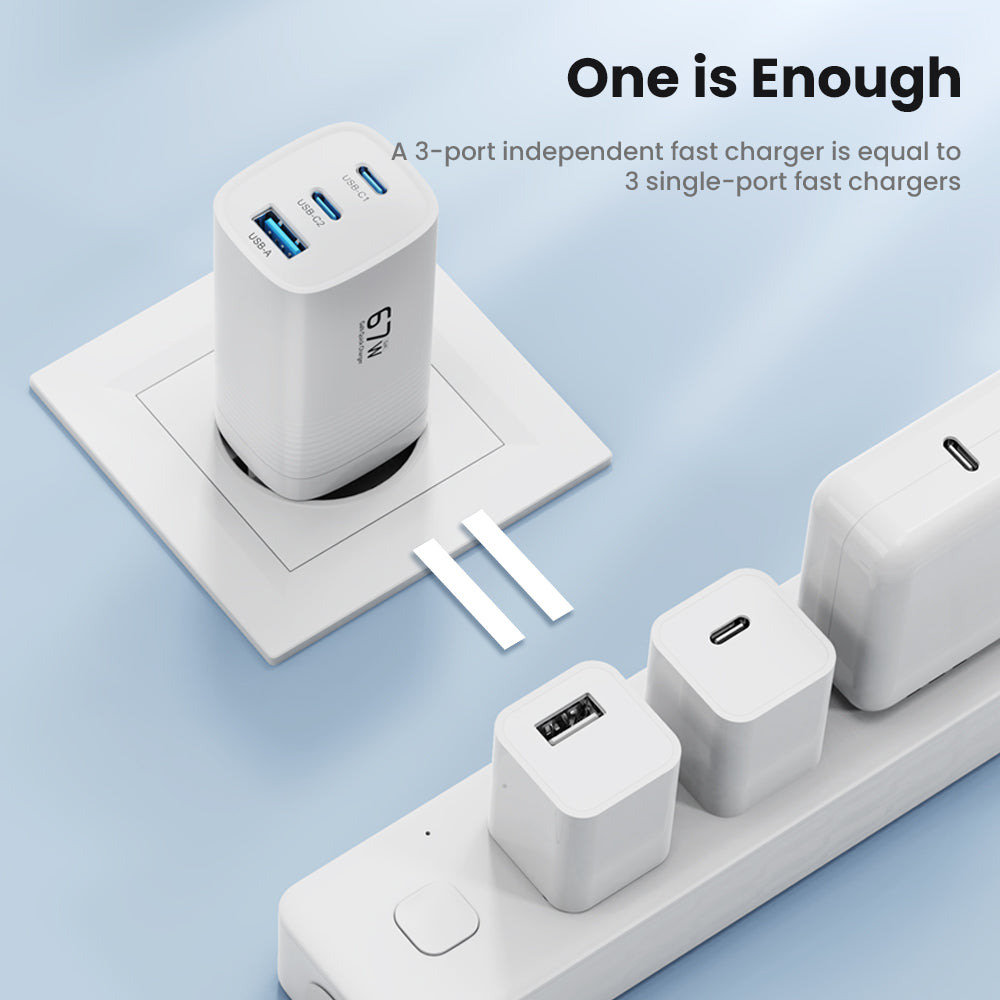 Premium Tech GaN USB Type C Charger 65W 45W PPS PD QC 4.0 | Fast Charger for Smartphones, Apple iPhone, Samsung, iOS & Android MacBook, Laptop, iPad, AirPods, Tablet, iOS