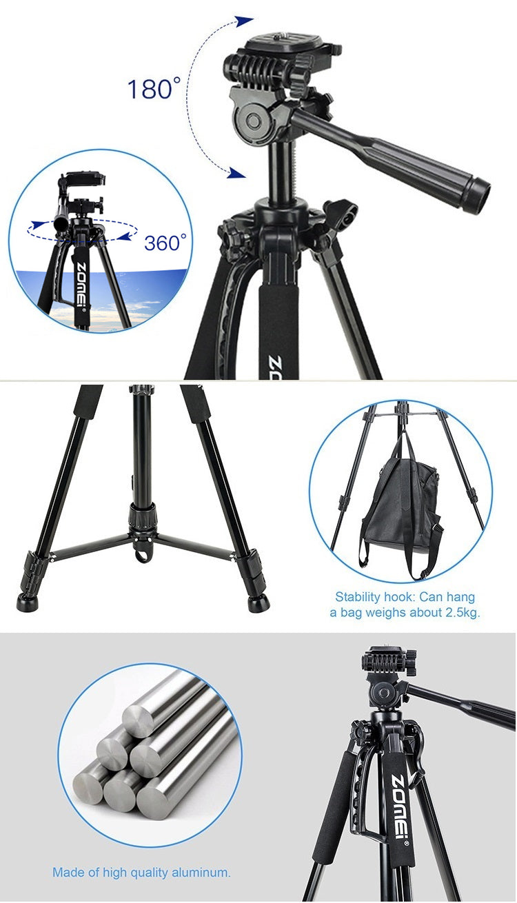 Professionelles Aluminium-Reisestativ, 140 cm für Videografie & Fotografie: Schnellplattenmontage, geeignet für Smartphones,