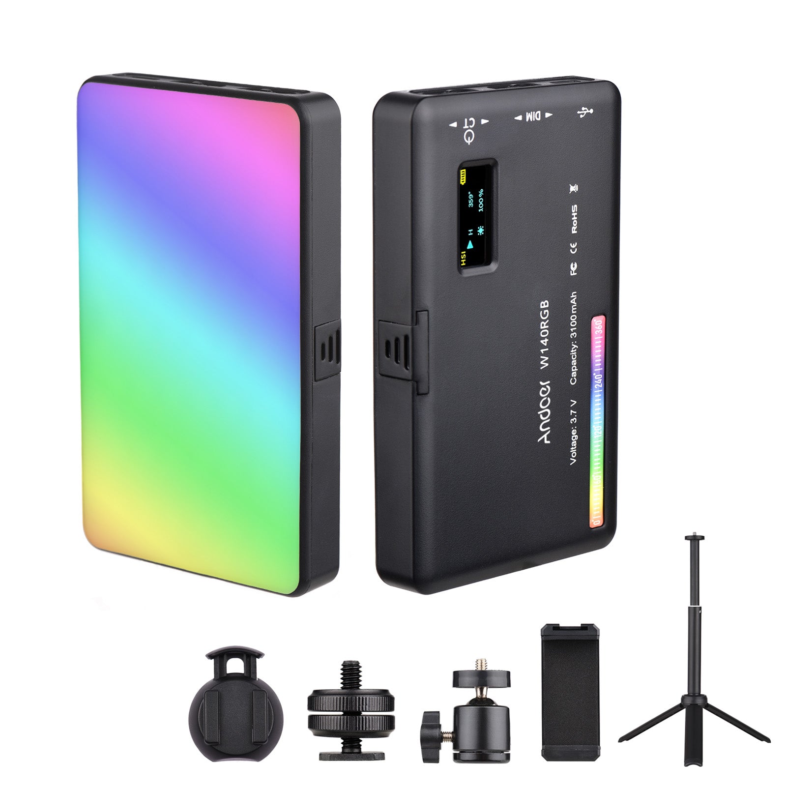 Premium RGB LED Video Licht Fotografie Füllen Kamera Beleuchtung Panel CRI95+ 2500-9000K LCD Display Kalter Schuh Für Vlog