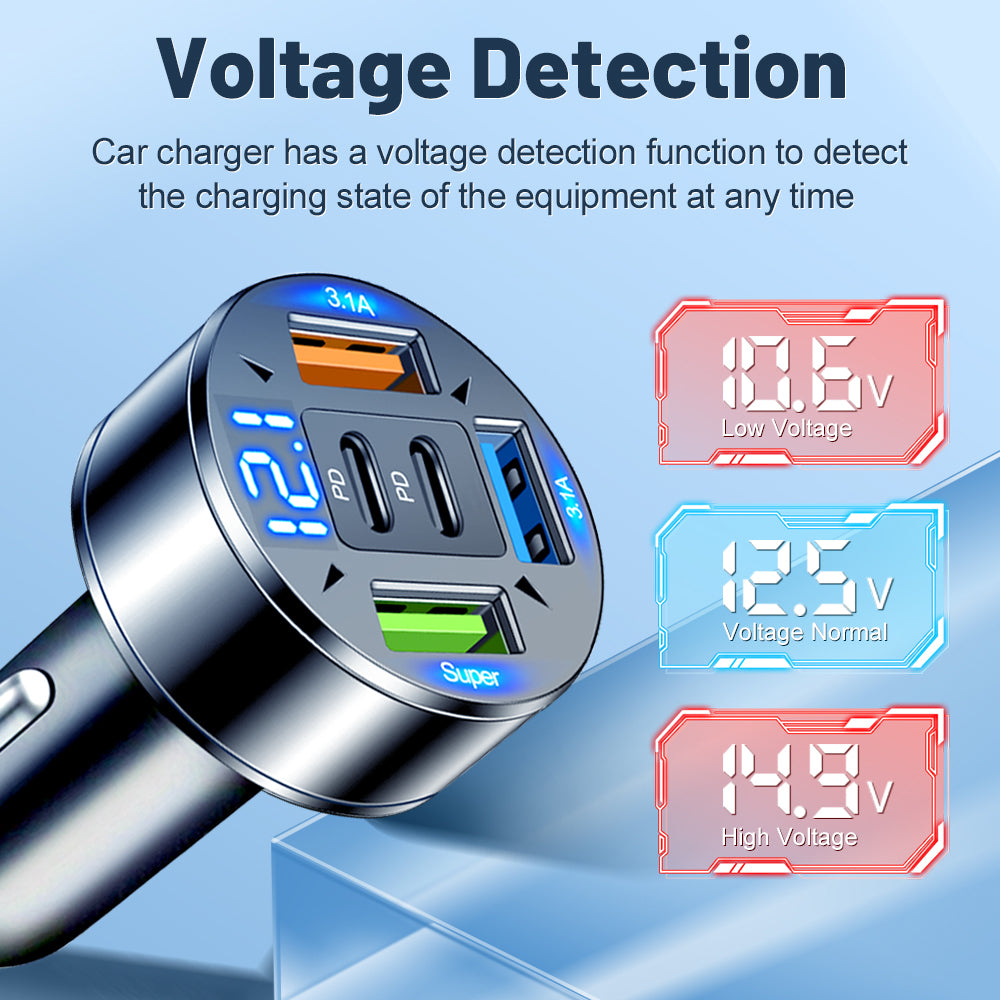 Premium Bluetooth 5.2 FM-Sender Auto-USB Ladegerät, FM/Aux Bluetooth-Adapter, Bass-Boost, 3-Port Car USB Ladestation Smartphones, Apple iPhone, Samsung, iOS & Android