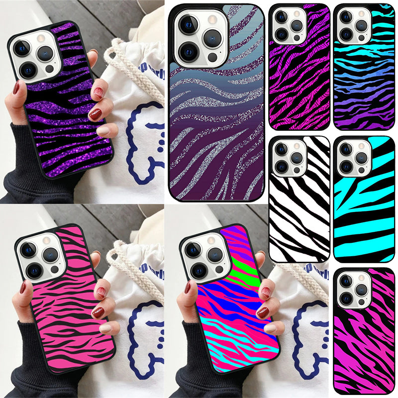 Premium Zebra-Muster Glitzer iPhone-Hülle | MagSafe-Case mit Rundumschutz & Kameralinsenschutz für Apple iPhone 16/16e, 15, 14, 13, 12 Pro Max, Pro, Plus & Mini Cover | Panzertasche & Stoßstangenabdeckung Handyhülle | Hochwertige Schutzhülle