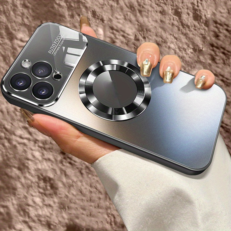 Luxus Matte Magnetische iPhone-Hülle mit Glaslinsen-Kameraschutz | Stoßfeste Tasche & MagSafe Case | Panzer-Schutzhülle für Apple iPhone 16/15/14/13/12 Pro Max Plus Mini | Handyhülle in limitierter Auflage