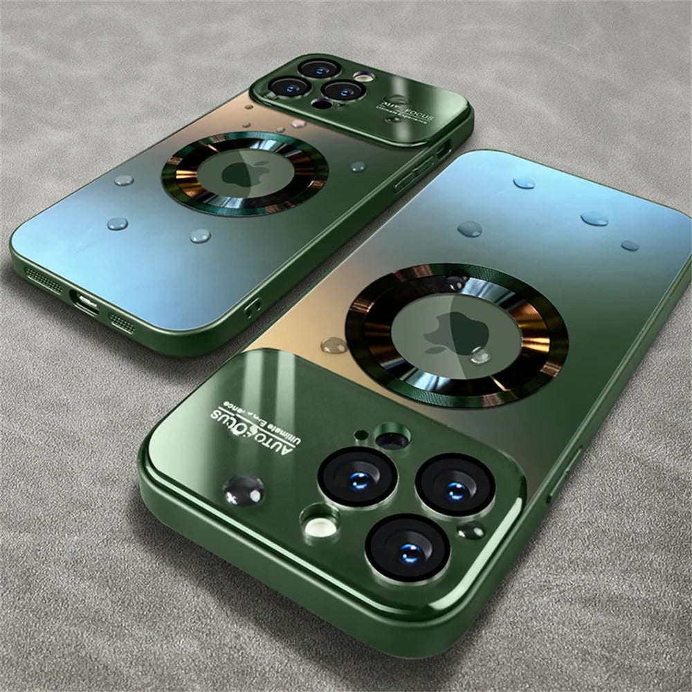 Luxus Matte Magnetische iPhone-Hülle mit Glaslinsen-Kameraschutz | Stoßfeste Tasche & MagSafe Case | Panzer-Schutzhülle für Apple iPhone 16/15/14/13/12 Pro Max Plus Mini | Handyhülle in limitierter Auflage