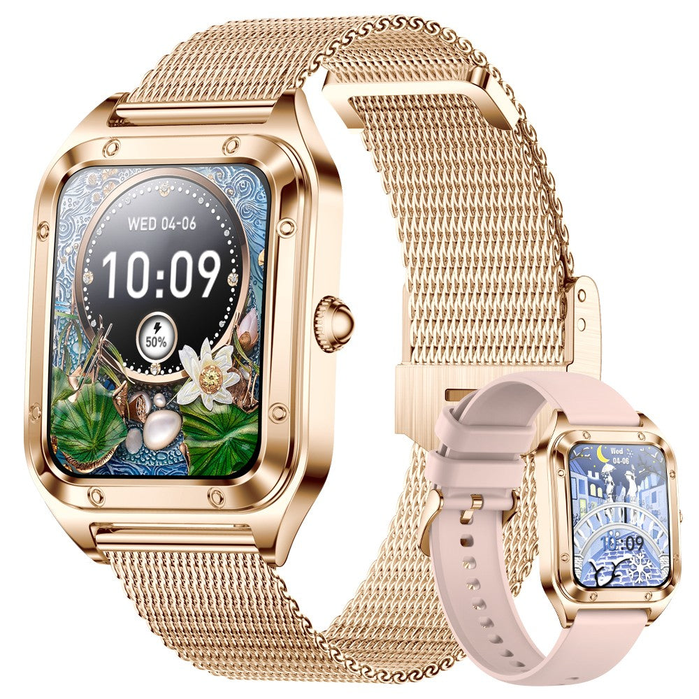 Luxus Mode Smartwatch für Damen | Bluetooth-Anruf, Blutdruckmessung, Multifunktions-Sportarmband, wasserdicht |