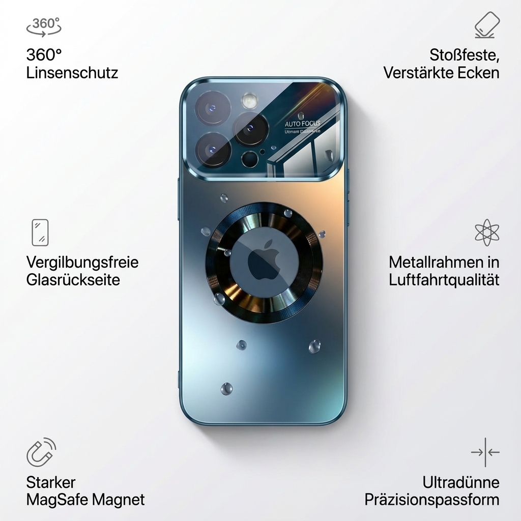 Luxus Matte Magnetische iPhone-Hülle mit Glaslinsen-Kameraschutz | Stoßfeste Tasche & MagSafe Case | Panzer-Schutzhülle für Apple iPhone 17/17 Air, 16/16e, 15, 14, 13 Pro Max Plus  | Handyhülle in limitierter Auflage