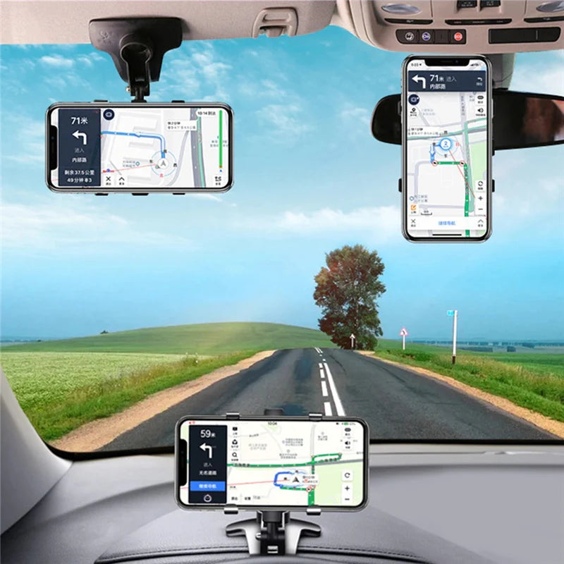 Premium 3-in-1 verstellbare Auto-Handyhalterung für Apple iPhone | Armaturenbrett, Rückspiegel & Sonnenblendenhalterung - Leicht 