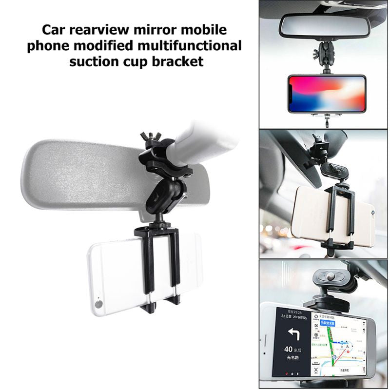Premium 3-in-1 verstellbare Auto-Handyhalterung für Apple iPhone | Armaturenbrett, Rückspiegel & Sonnenblendenhalterung - Leicht 