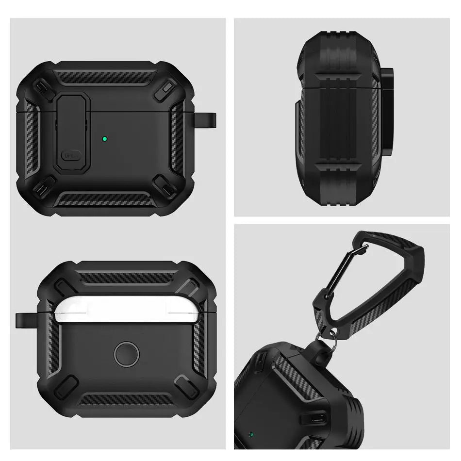 Étui de protection en fibre de carbone pour Apple AirPods | Housse pour AirPods haut de gamme résistante aux chocs, à la poussière, aux rayures et à l'eau