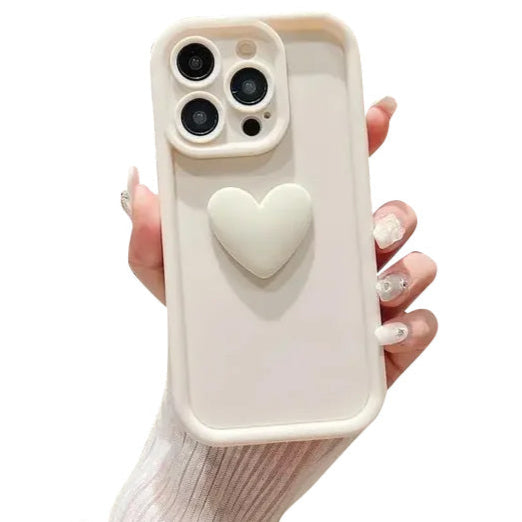Hochwertige niedliche 3D-Liebesherz-Design Silikon-iPhone-Hülle | MagSafe Case mit Kameralinsenschutzabdeckung für Apple iPhone 16/15/14/13/12 Pro Max Plus Mini Cover | Panzertasche, Stoßstangenabdeckung Handyhülle | Silikon-Softcover-Schutzhülle