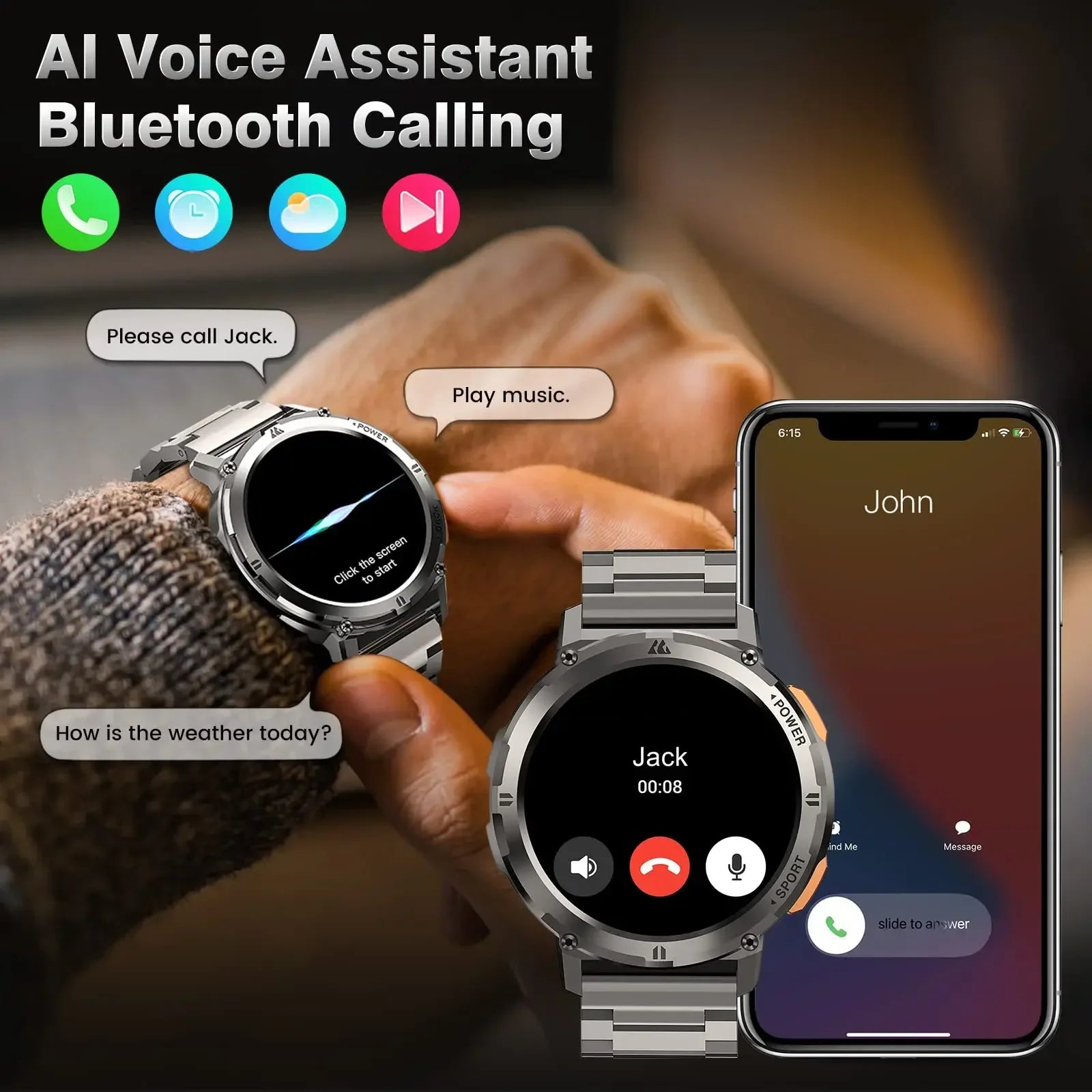 Luxus 1.39" Bluetooth Anruf Smartwatch Männer Sport Fitness Uhren | IP68 Wasserdichte Smartwatch für Xiaomi Android iOS K52 