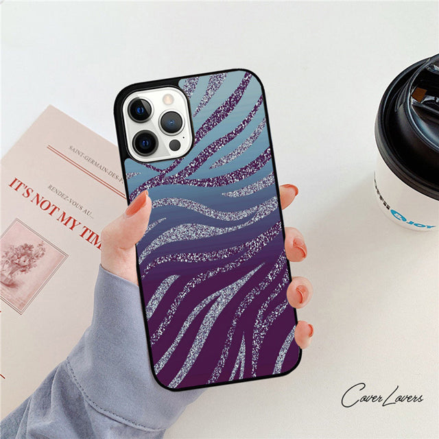 Premium Zebra-Muster Glitzer iPhone-Hülle | MagSafe-Case mit Rundumschutz & Kameralinsenschutz für Apple iPhone 16/16e, 15, 14, 13, 12 Pro Max, Pro, Plus & Mini Cover | Panzertasche & Stoßstangenabdeckung Handyhülle | Hochwertige Schutzhülle