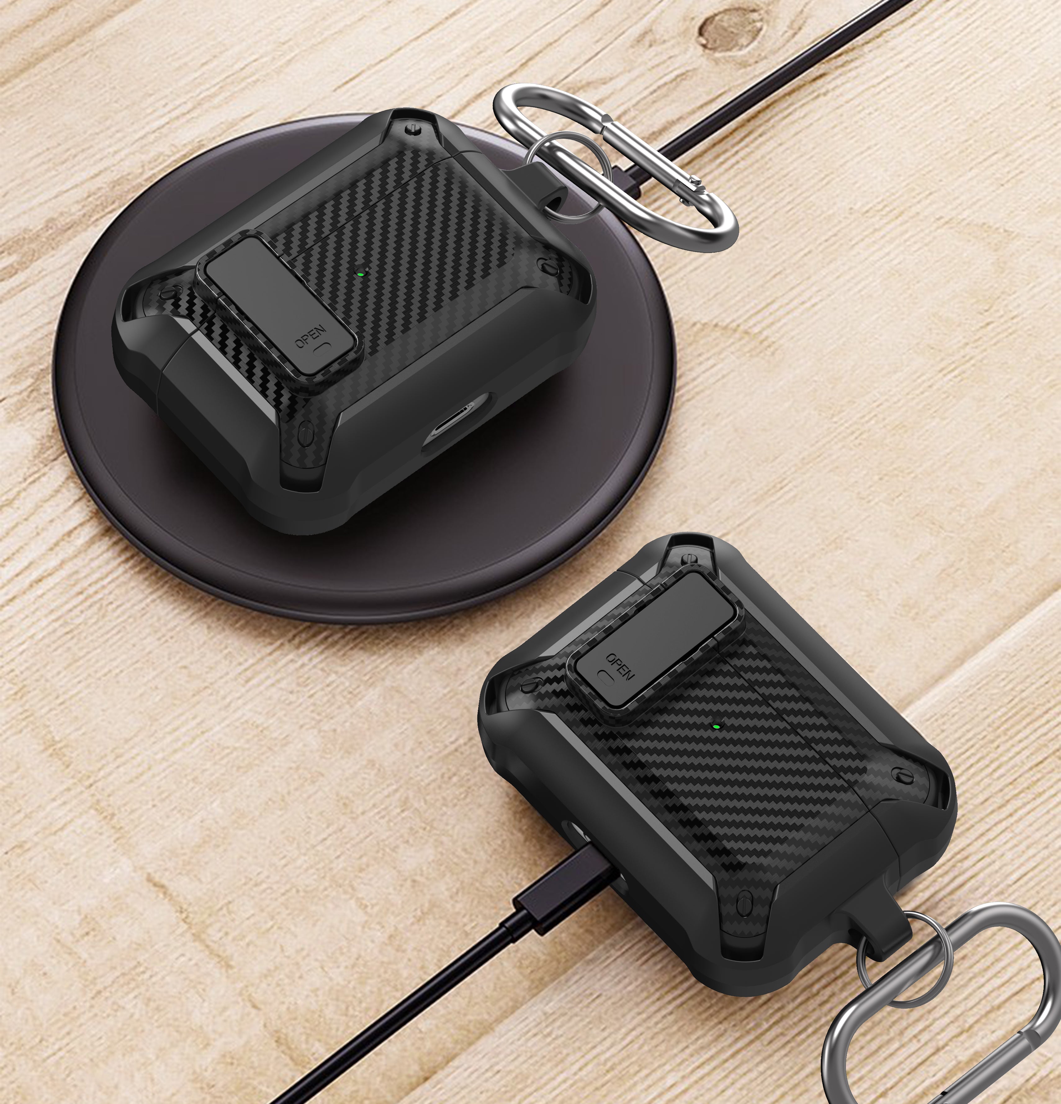 Étui de protection en fibre de carbone pour Apple AirPods | Housse pour AirPods haut de gamme résistante aux chocs, à la poussière, aux rayures et à l'eau