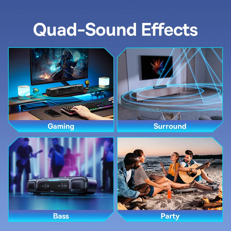 Hochwertiges DS10 Schreibtisch Mini Soundbar Lautsprecher Bluetooth 4.1 Triple-Mode | Audio 3D Sound Scape Surround Subwoofe