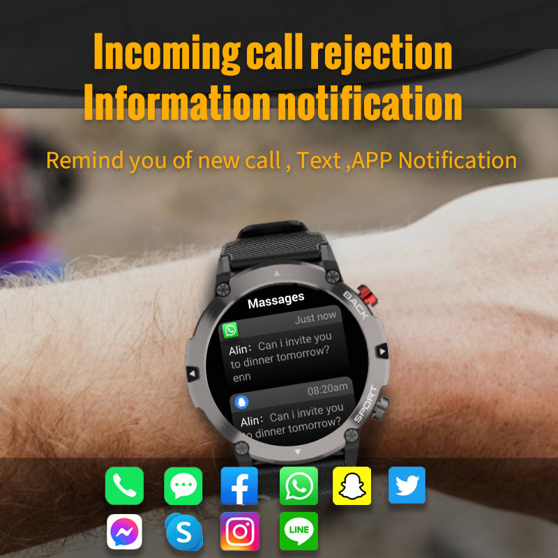Nouvelle montre intelligente haut de gamme 400 mAh pour l'extérieur avec boussole, positionnement | Contrôle d'accès NFC, montre intelligente étanche IP68, fitness et santé pour hommes