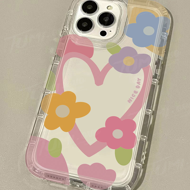 Premium süße Liebe-Herz-Blumen-Spiegel-Design iPhone-Hülle | MagSafe-Case mit Rundumschutz & Kameralinsenschutz für Apple iPhone 16/16e, 15, 14, 13, 12 Pro Max, Pro, Plus & Mini Cover | Panzertasche & Stoßstangenabdeckung | Hochwertige Handyhülle