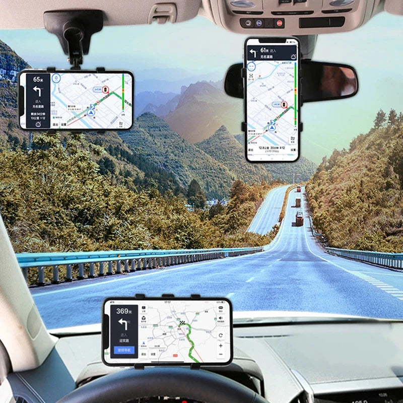 Premium 3-in-1 verstellbare Auto-Handyhalterung für Apple iPhone | Armaturenbrett, Rückspiegel & Sonnenblendenhalterung - Leicht 