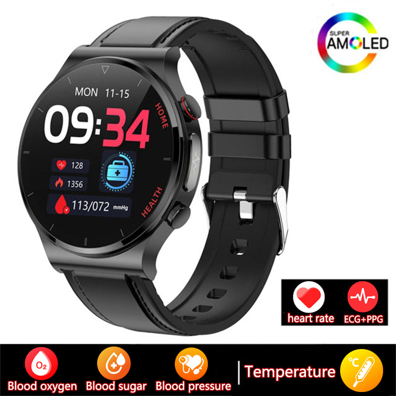 Premium Smartwatch für Männer | Uhr 4 Pro mit AMOLED HD Bildschirm Bluetooth Anruf, GPS Herzfrequenzmessung