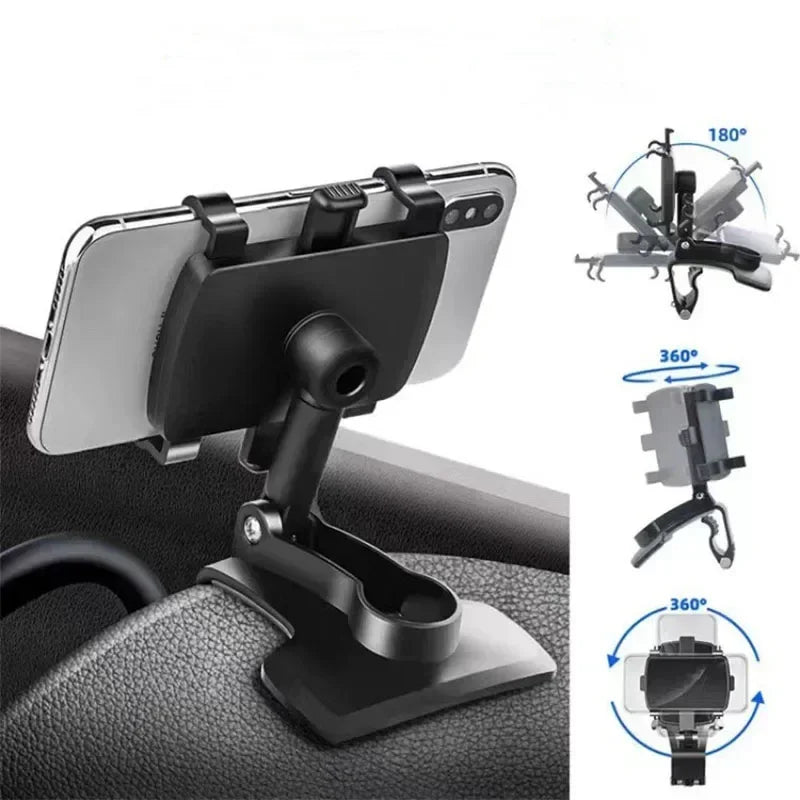 Premium 3-in-1 verstellbare Auto-Handyhalterung für Apple iPhone | Armaturenbrett, Rückspiegel & Sonnenblendenhalterung - Leicht 