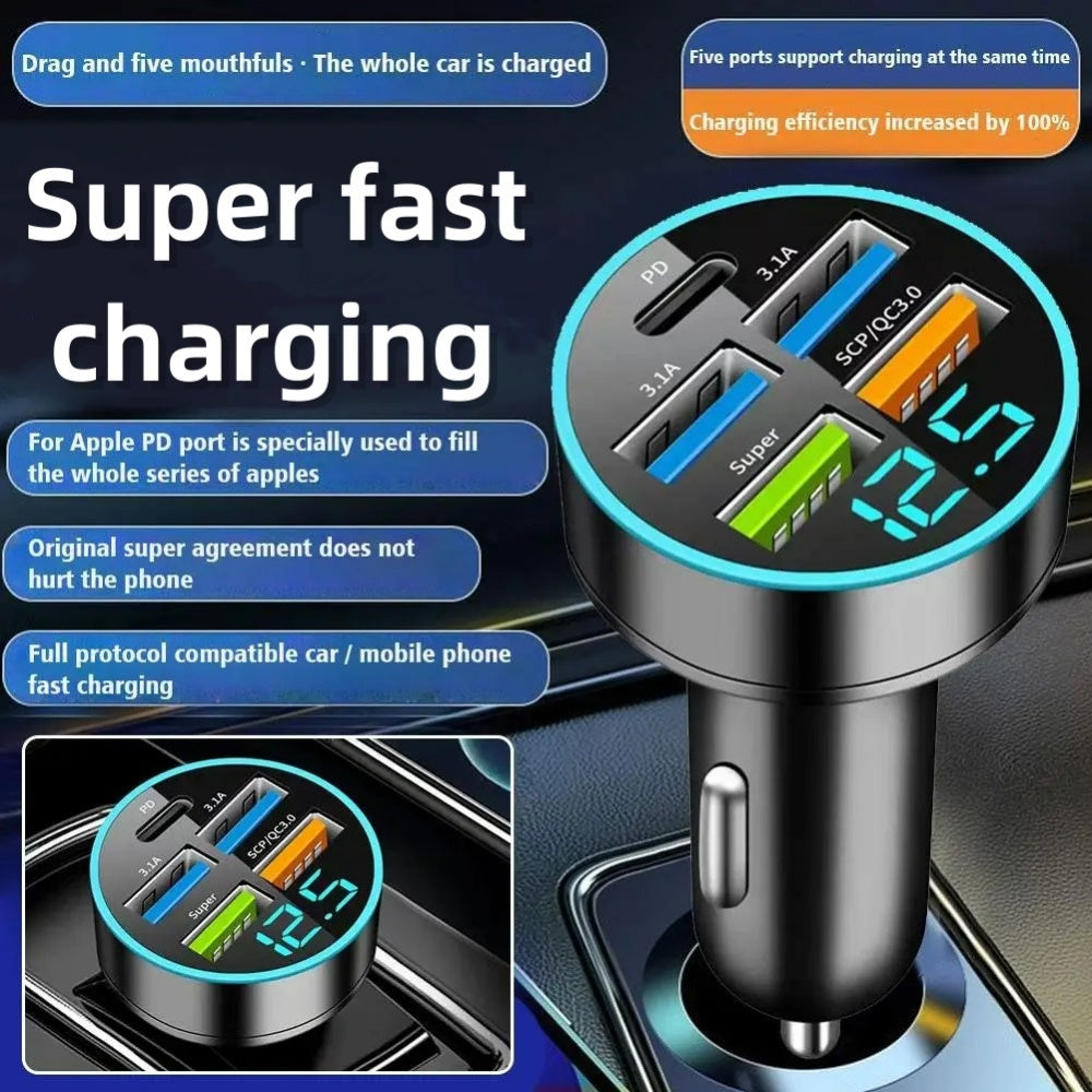 Transmetteur FM Bluetooth 5.2 haut de gamme, chargeur USB pour voiture, adaptateur FM/Aux, amplificateur de basses, station de recharge USB pour voiture à 3 ports