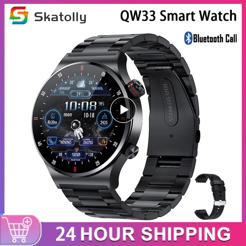 Premium Smartwatch für Männer | Uhr 4 Pro mit AMOLED HD Bildschirm Bluetooth Anruf, GPS Herzfrequenzmessung